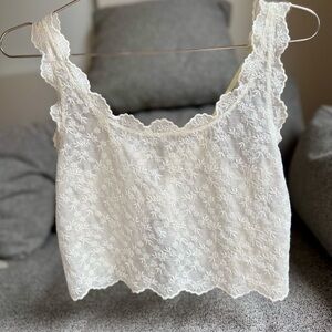 Zara Cream Lace Embroidered Camisole Top